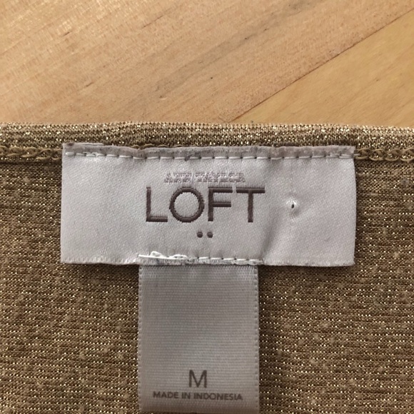 Loft gold knit sleeveless top M - Picture 3 of 6